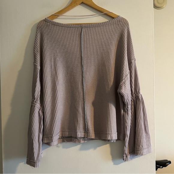 Free People We the Free Light Purple Dahlia Flared Sleeve Thermal Sweater size S - Picture 6 of 11